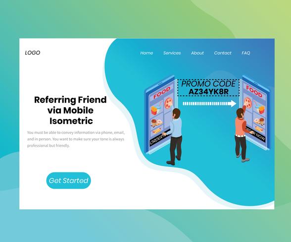 Isometric Artwork Concept of Referring friend vector