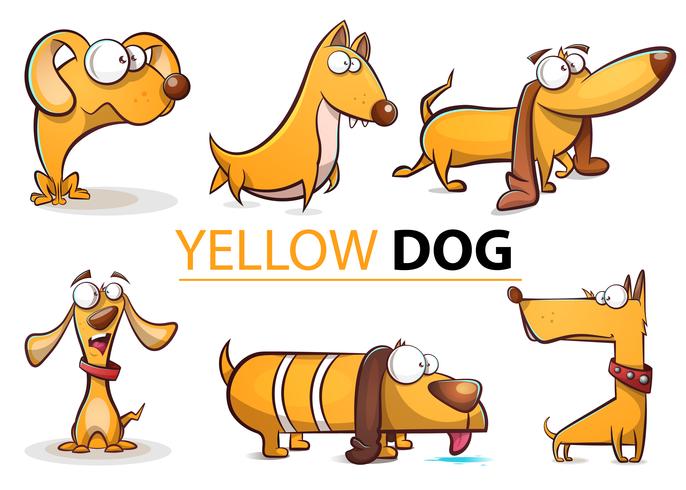 Set yellow dog 2018 cartoon illustration.  vector