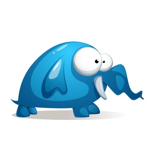 Cartoon funny, cute blue Elephant. vector