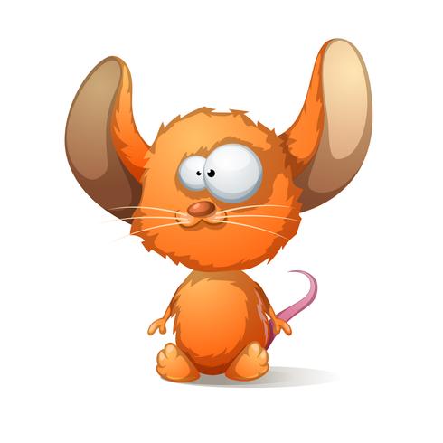 Cartoon mouse with big ear vector