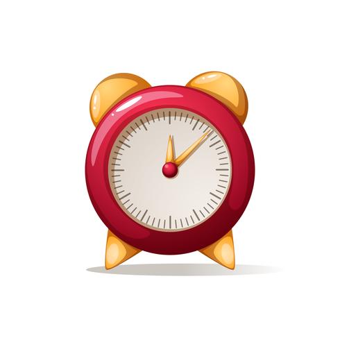 cartoon alarm red clock. Shadow and reflect. vector