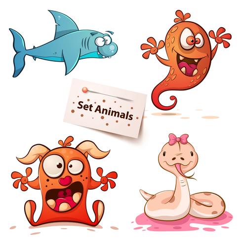 Shark, monster, snake -set animals. vector