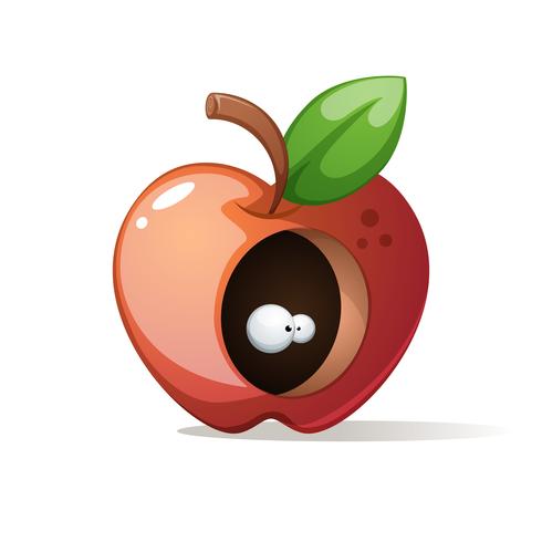 Red big apple with leaf. vector