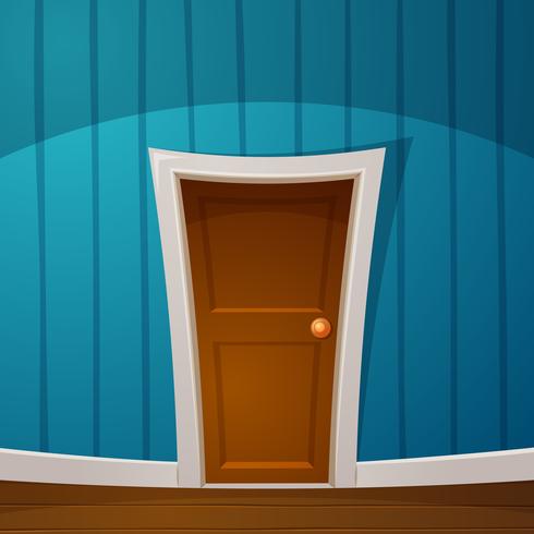 Cartoon door, plinth, wall-papers, wall, handle illustration. vector