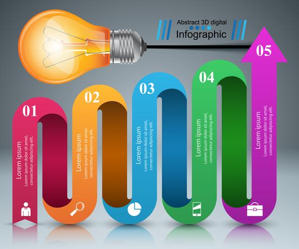 Diseño infográfico Bombilla, icono de luz. vector