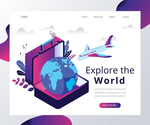 Explore the World Isometric Artwork vector