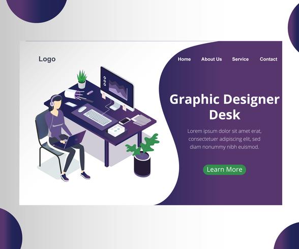 Graphic Designers Desk Isometric Artwork Concept vector