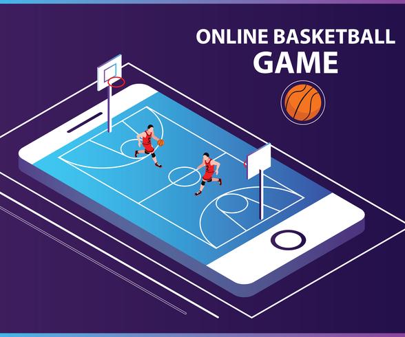 Online Basket Ball Game Isometric Artwork Concept vector