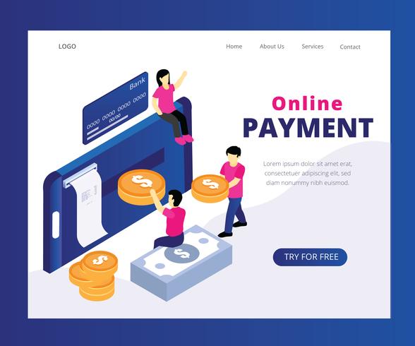 Online Payment Isometric Artwork Concept vector