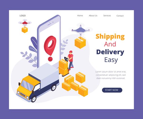 Online Delivery System Isometric Artwork Concept vector