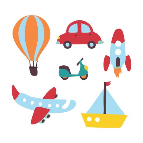 Doodled Transportation Elements vector