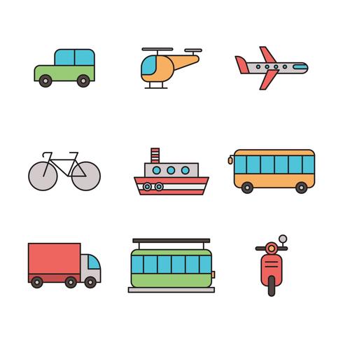 Outlined Transportation Icons vector