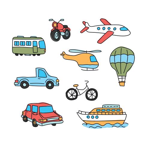 Doodled Transportation Set vector