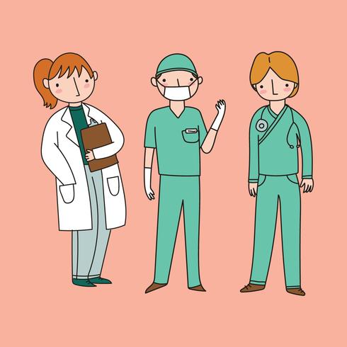 Healthcare Staff Doodles vector