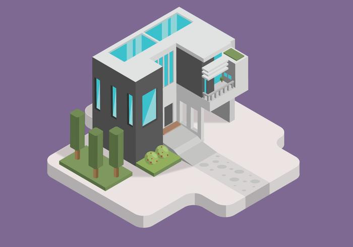 Luxury Minimalitic House Isometric Vector