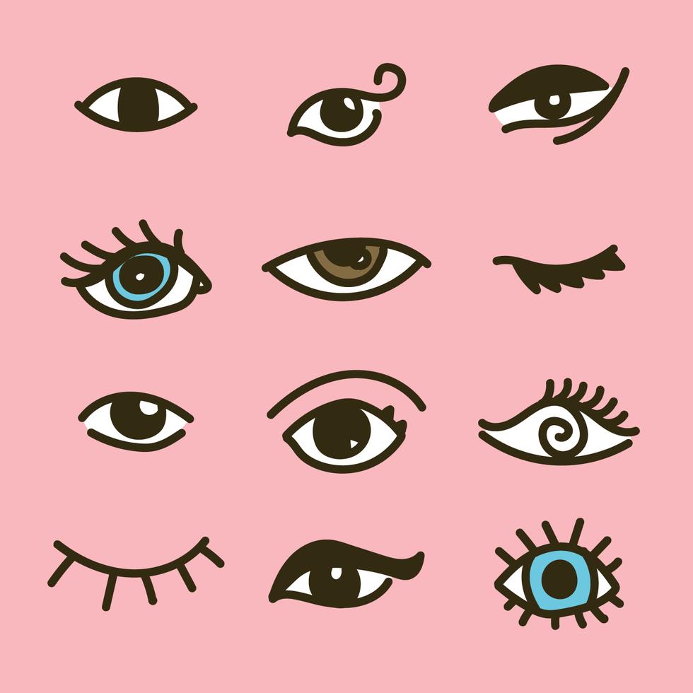 Cute Doodled Eyes 517665 Vector Art at Vecteezy