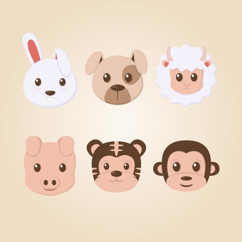 Colección Caras de animales vector