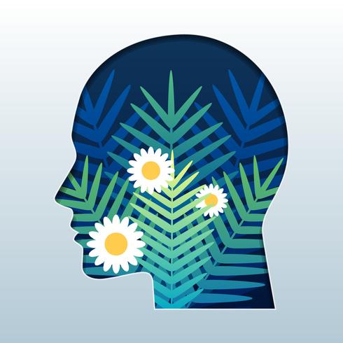 Silhouette Of A Man's Head With Flowers  vector