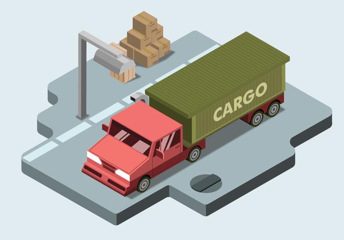 Cargo Truck Isometric Vector Flat