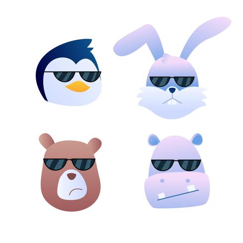 Cool Animal Faces Set	 vector