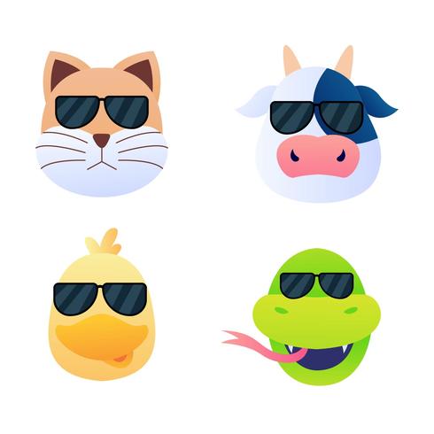 Cool Animal Faces Set	 vector