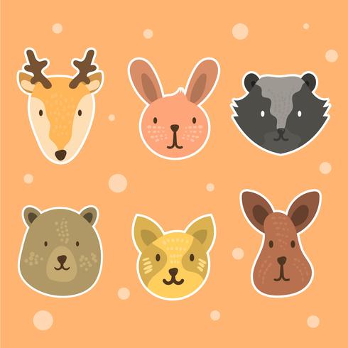  Animal Face Sticker  vector