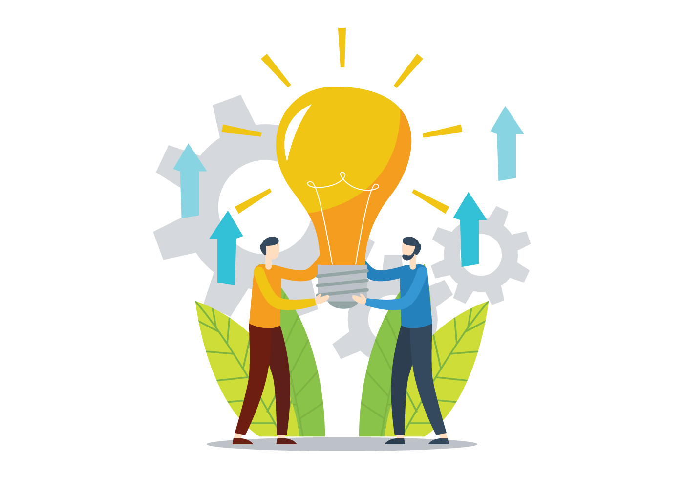 Творческие и креативные люди. Делиться знаниями. Креативный проект. Передача и обмен знаниями. Позитивный опыт иллюстрация.