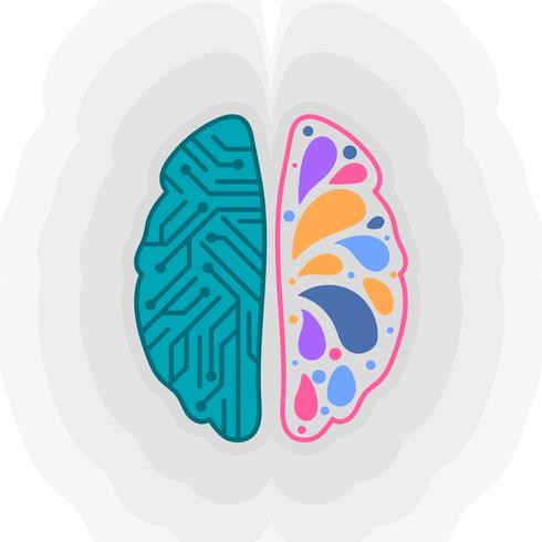 Hemisferios planos del cerebro humano vector