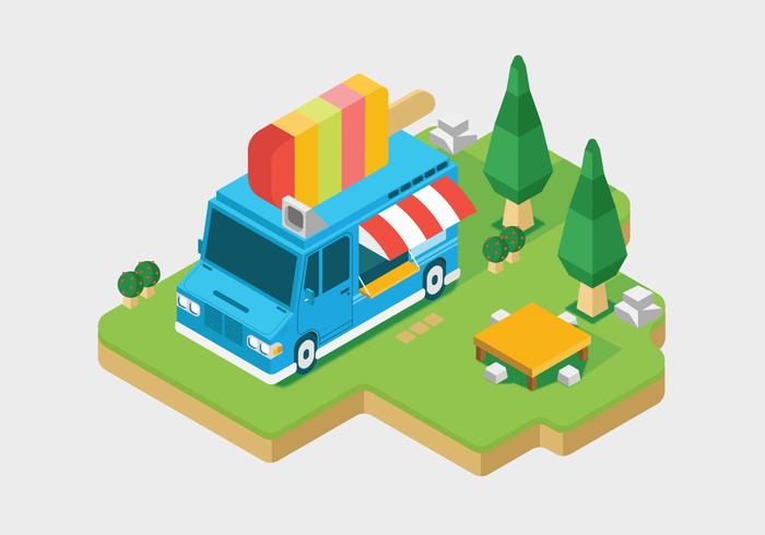 Ice Cream Truck isometric Illustration vector