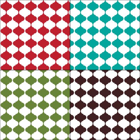 Moroccan colorful seamless arabesque tile patterns vector