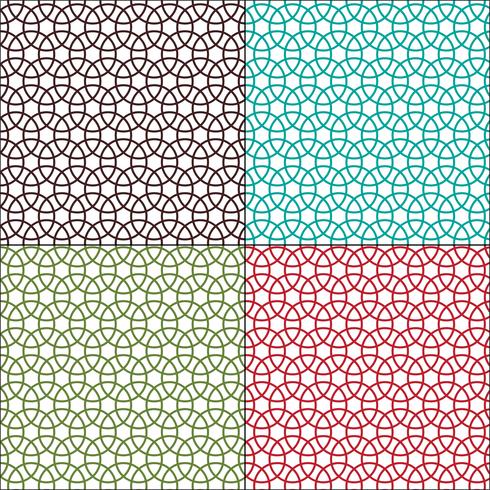 seamless interlocking circles geometric patterns vector