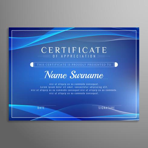 Abstract certificate template wavy design vector