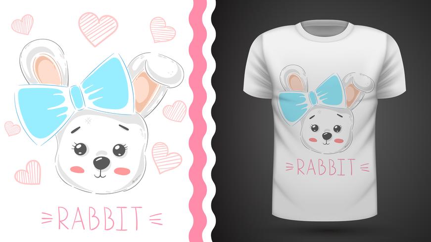 Cute rabbit with heart - idea for print t-shirt vector