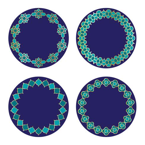 gold blue Moroccan circle frames vector