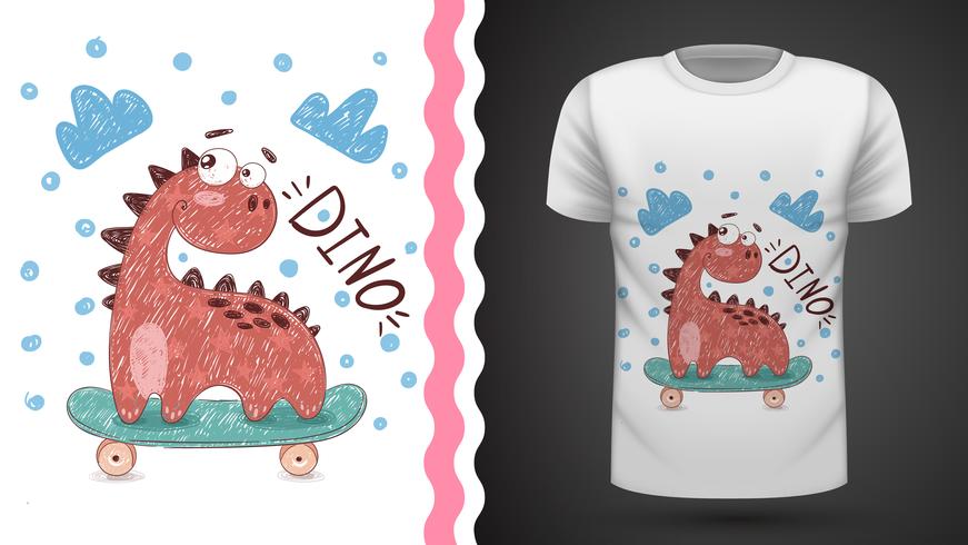 Dino sport skate - idea for print t-shirt vector