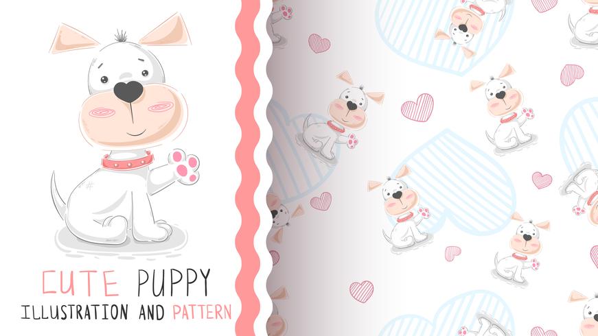 Hello cute puppy - seamless pattern vector