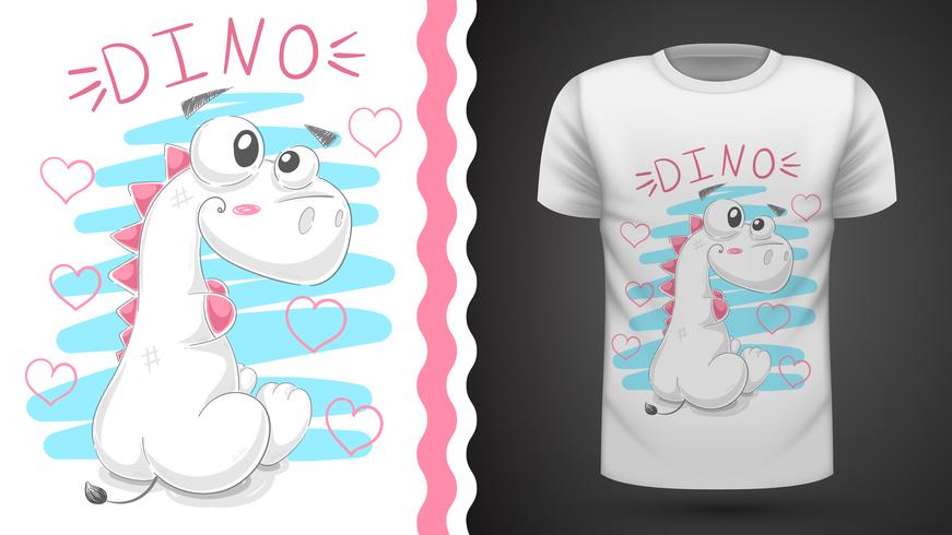 Cute teddy dinosaur - idea for print t-shirt. vector