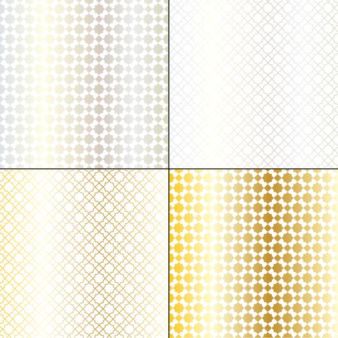 metallic silver and gold Moroccan geometric patterns vector