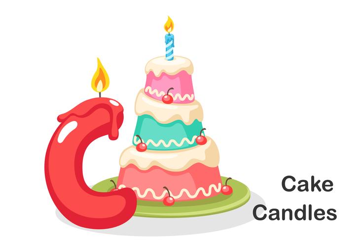 C for Cake and candles vector