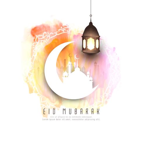 Abstract Eid Mubarak watercolor background design vector