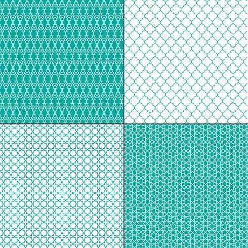 turquoise blue Moroccan geometric patterns vector