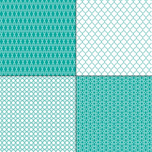 turquoise blue Moroccan geometric patterns vector