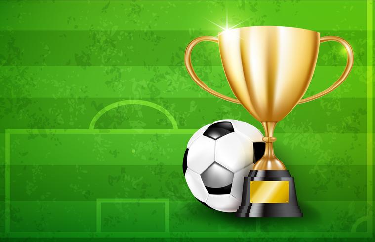 Golden trophy cups and Soccer ball 002 vector