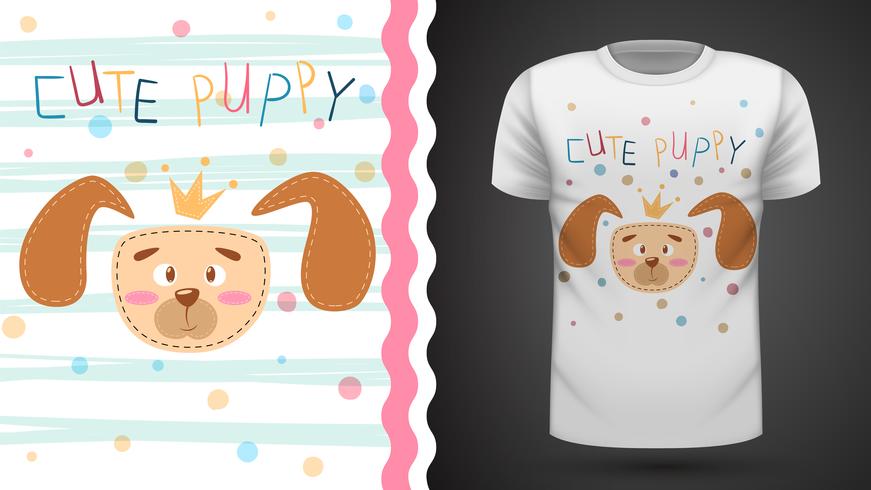 Cute puppy - idea for print t-shirt. vector