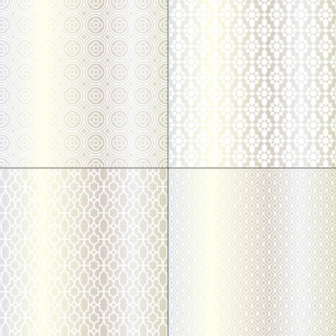 metallic silver and white Moroccan patterns vector