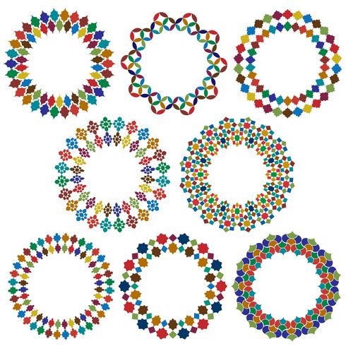 ornate Moroccan style circle frames vector