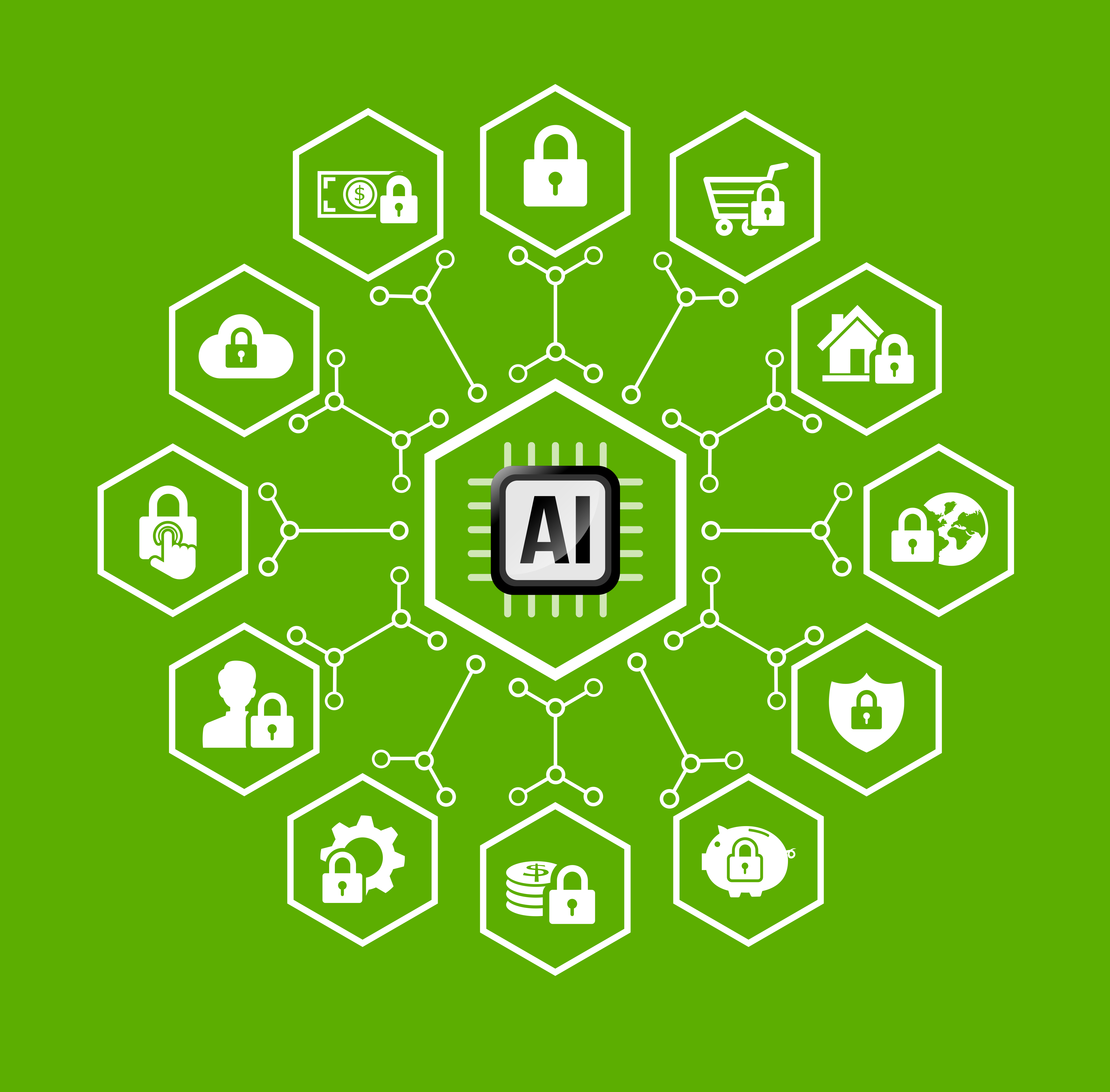 AI Artificial intelligence Technology for protection and security icon