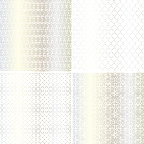 metallic silver Moroccan geometric patterns vector