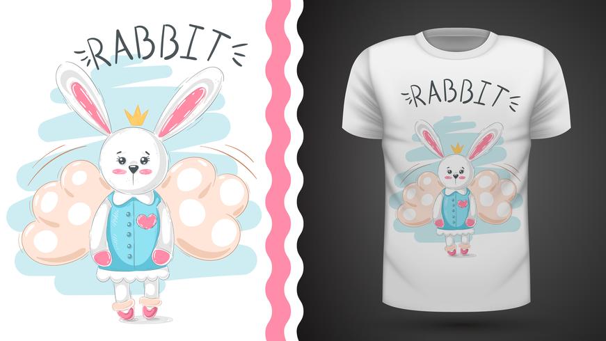 Cute rabbit - idea for print t-shirt. vector