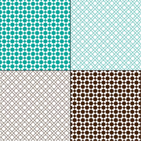 turquoise blue and brown Moroccan geometric patterns vector